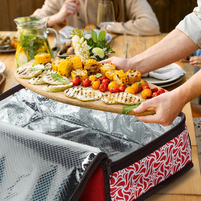 MIER Insulated Casserole Carrier for Hot or Cold Food Thermal Food Carrier Bag for Lasagna Potluck Parties Picnic Cookouts, Fits 9"x13" Baking Dish/Foil Pan, Red