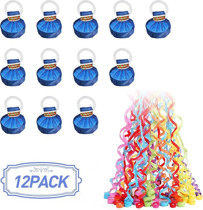 No Mess Streamers,12Pack Colorful No Mess Confetti Poppers,Party Poppers for Birthday,Wedding,Celebrations,School Opening,Graduation,Retirement Party