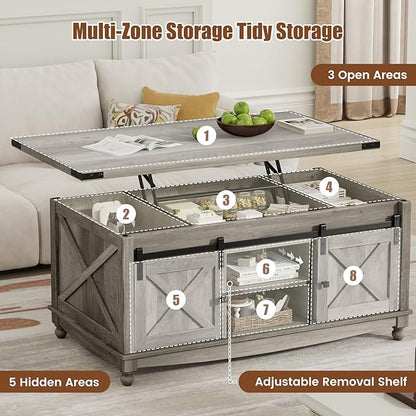 ALLSTAND 48" Farmhouse Lift Top Coffee Table