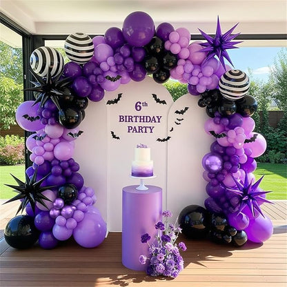 Isndare Purple Black Balloons, 12 Inch Dark Purple Light Balloons with Metallic Purple Confetti Latex Balloon Set for Girls Women Halloween Birthday Bridal Shower Wedding Party Decorations Is-02