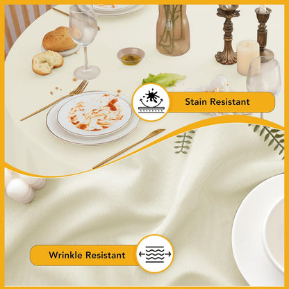 10-Pack Ivory Round Tablecloths, 90 Inches, Stain-Resistant Polyester for 4-5 Ft Round Tables - Washable Table Covers for Weddings, Banquets, Birthday Parties, Events