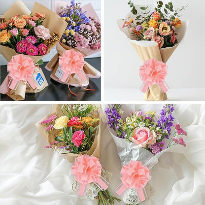 20pcs 7 Inch Pull Bows Pastel Pink Gift Wrap Bows for Gift Basket, Flower Wrapping, Christmas, Mother's Day, Easter, Birthday, Baby Shower Decorations