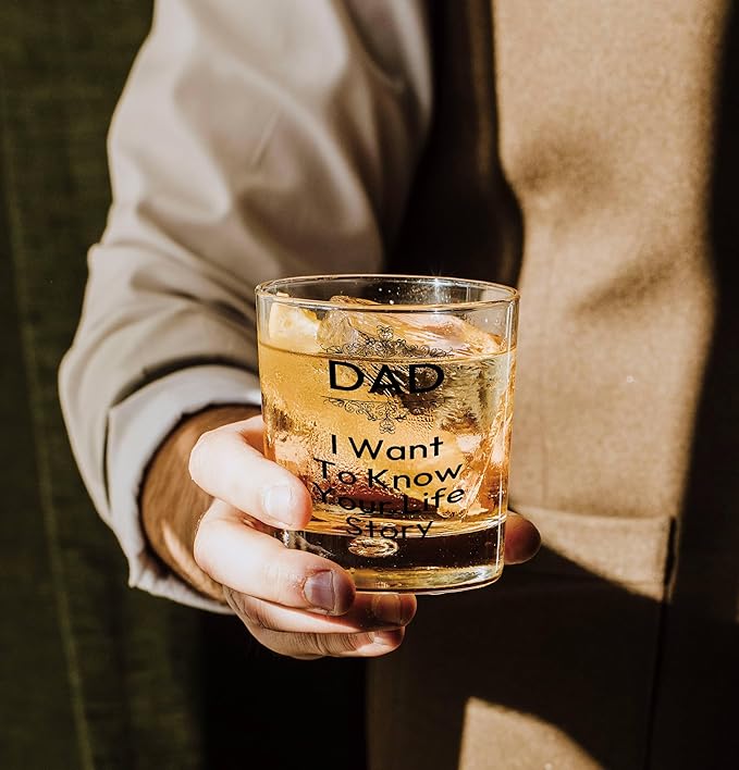 Nogrit Dad Whiskey Glasses 10 oz, Best Dad Gifts for Father's Day Birthday from Sons Daughters, Daddy Old Fashioned Rocks Glasses for Men Drinking Cocktail Scotch Vodka Tequila Rum