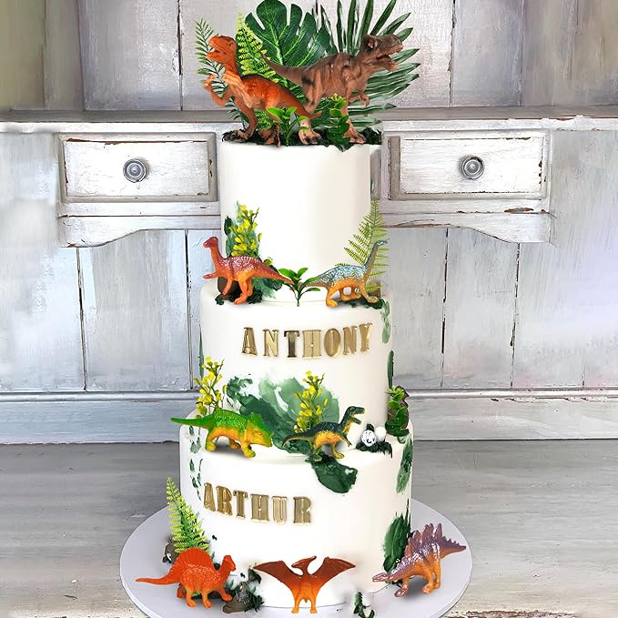 Dinosaur Cake Toppers Artificial Plants Grass Cake Decorations for Dinosaur Theme Jungle Birthday Supplies (Style 2)