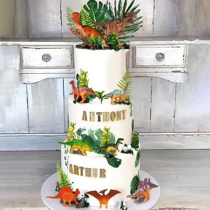 Dinosaur Cake Toppers Artificial Plants Grass Cake Decorations for Dinosaur Theme Jungle Birthday Supplies (Style 2)