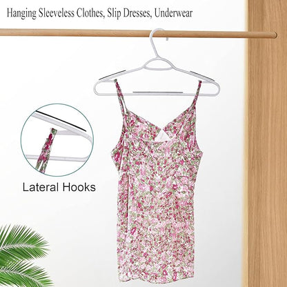 Plastic Hangers 50 Pack - Non Slip Clothes Hangers,Holds up to 18 lbs, Slim Space Saving Hangers for Suit,Dress,t Shirts,Blouse,Coats, Pants (White)
