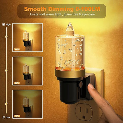 JandCase LED Night Light, Candle Night Lights Plug into Wall Amber, Auto On/Off Light Sensor Nightlight, 0-100LM Brightness Dimmbale Nightlight, for Bathroom Hallway Bedroom Kids Room 2Pack