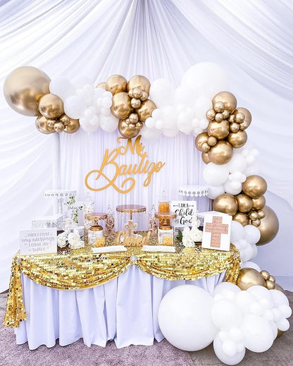 White and Gold Balloons, 50pcs 12 inch Gold and White Confetti Balloons for New Years Theme Party Supplies Wedding Birthday Graduation Party Decorations