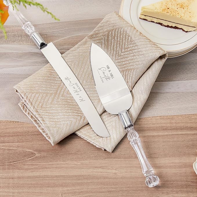 AW BRIDAL Personalized Wedding Cake Knife, Cake Cutting Set 2-Piece Dessert Set for Party Wedding Anniversary Bridal Shower Gifts for Couples//DK001CPP121//