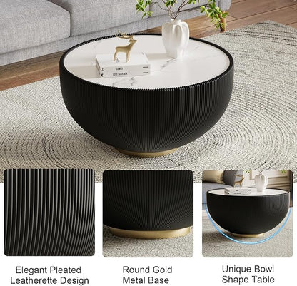 SSLine Bowl-Shape Coffee Table Set of 2 Modern Sintered Stone Top Nesting
