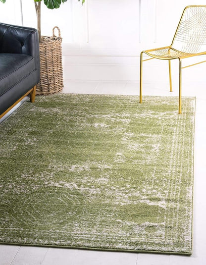 Unique Loom Bromley Collection Area Rug - Wells (7' 1" x 10' Rectangle, Green/ Ivory)