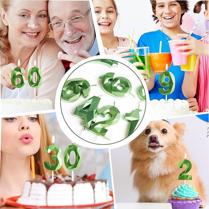 Yiran Number 15 Candles,15th Birthday Candles,Green Happy Birthday Candle for Cake,3D Design Cake Topper Decorations for Girl Women Pet Birthday Party Wedding Anniversary Celebration Supplies