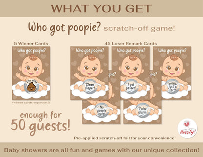 Party Hearty Delightful Baby Shower Fun - 50 Hilarious Poopie Scratch-Offs - Ideal for All Genders
