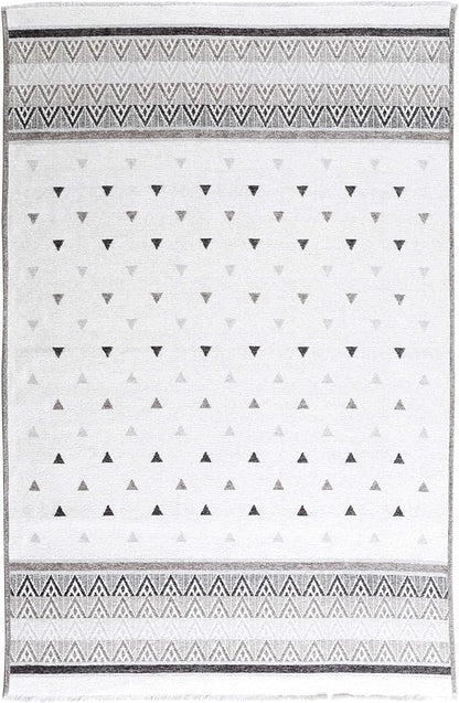 Alfa Rich 3x5 Gray Off White Washable Area Rugs for Living Room Bedroom Kitchen Dining Cotton Runner