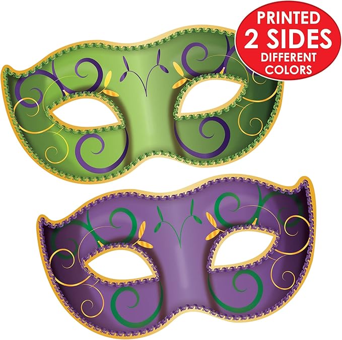 Beistle 8 Piece Jumbo Mardi Gras Decorations Masquerade Mask Cutouts New Orleans Party Décor