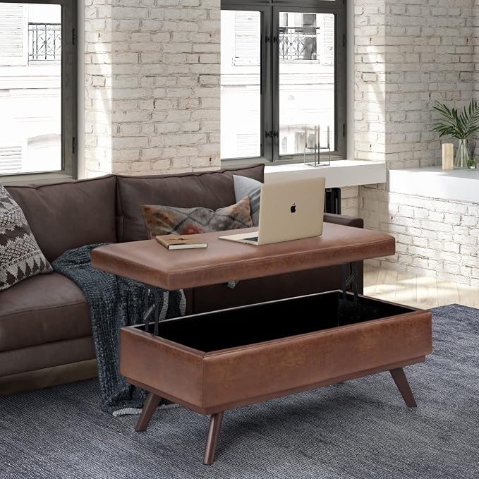 SIMPLIHOME Owen Lift Top Coffee Table Storage Ottoman