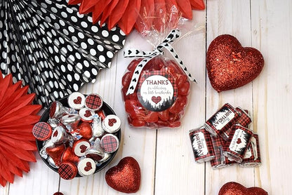 Amanda Creation Our Little Heartbreaker Red Black Buffalo Plaid Birthday Valentine Party Sticker Bundle 429 Pieces! Includes Circle Stickers, Mini Candy Bar Wrappers & Candy Kiss Stickers