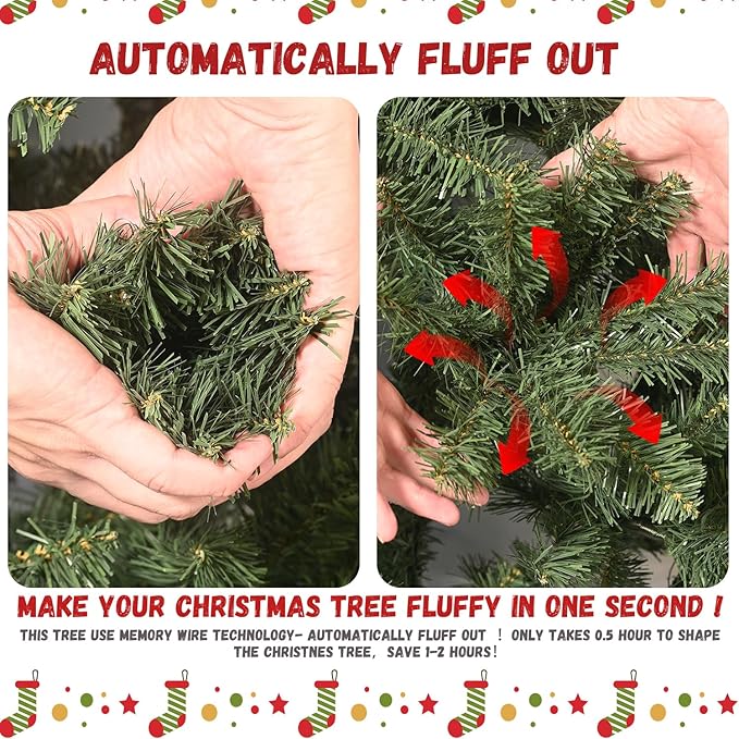 6FT Frosted Christmas Tree with 66 Pine Cone & Pine Needles, Premium Unlit Artificial Christmas Tree with 988 Branch Tips, Realistic Hinged Xmas Trees with Metal Stand for Holiday Decoration