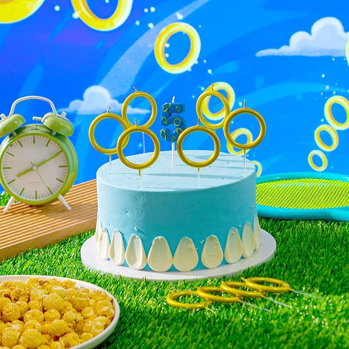 Conelist 7 Pcs Gold Ring Birthday Candles Number Candle Cake Topper Cartoon Characters Themed Candle for Wedding Anniversary Valentine's Day Birthday Party Decorations Supplies(Number 5)