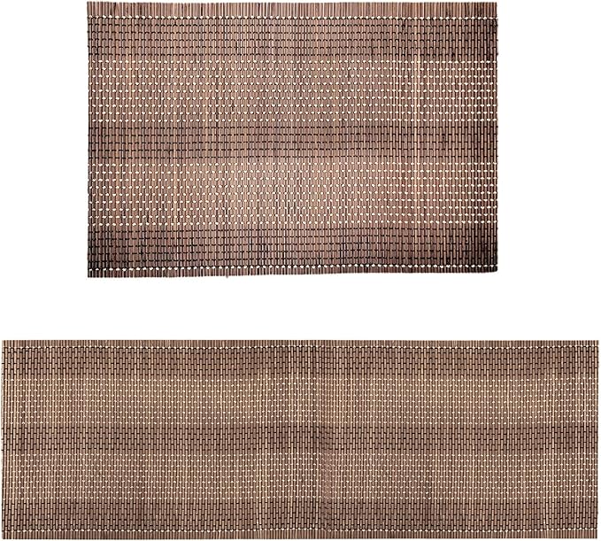 ANDSTAR 12x72 Inch Weave Bamboo Table Runner Stain Resistant Heat Resistant Oil-Proof Non-Slip Waterproof Easy to Clean Table Runner for Kitchen Dinning Room Table Decoration(Coffee,1 Piece)
