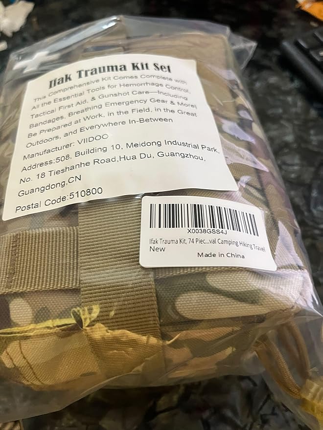 Ifak Trauma Kit, 74 Piece Upgrade Tactical First Aid Supplies, Molle Ifak Pouch Rip Away Refill Supplies for Survival Camping Hiking Travel