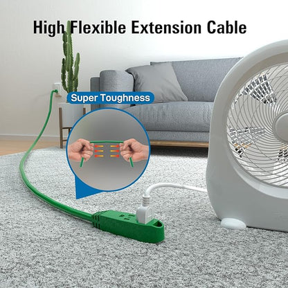 K KASONIC - 12-Feet 3 Outlet Extension Cord, UL Listed, 16/3 SJTW 3-Wire Grounded, 13 Amp 125 V 1625 Watts, Multi-Outlet Indoor/Outdoor Use, Green