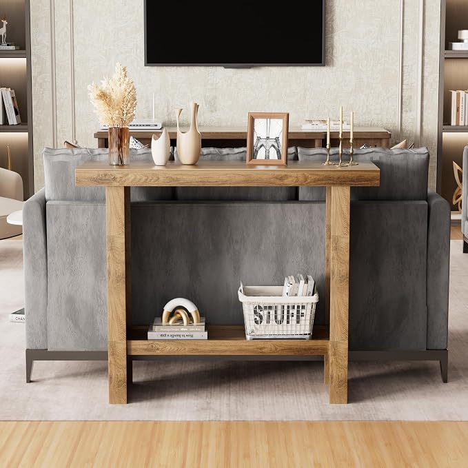 LIFECHOVY Farmhouse Wood Entryway Table Narrow Console Tables