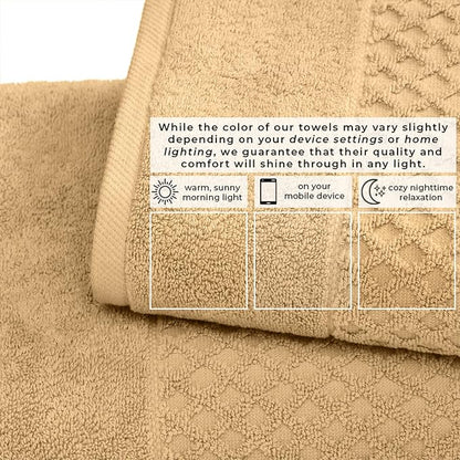 Great Bay Home Bath Towels - 100% Cotton 6 Piece Bath Sheet Set - Diamond Waffle Weave - Absorbent, Durable, Quick-Dry Towels for Bathroom (Sand)