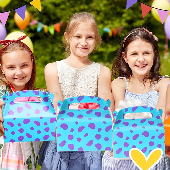 Marspark 24 Pack Monster Themed Cartoon Birthday Party Supplies, Paper Gift Boxes, Cartoon Candy Treat Boxes for Birthday Party Decorations(New Purple Pattern)