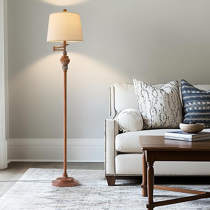 G-SAFAVA 61" Vintage Floor Lamp with 350° Adjustable Swing Arm, Standing Lamp for Bedroom Living Room Bedside Tall lamp Nightstand Retro Farmhouse Mid Century Lamp Light Home Décor Office Gifts