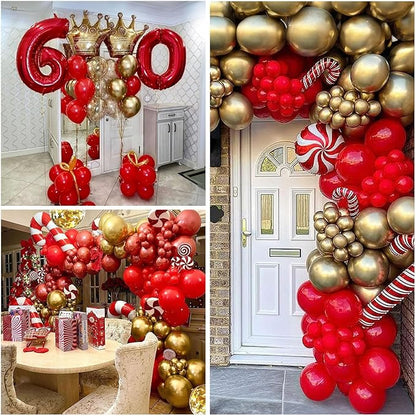 Red and Gold Balloon, 60 Pack 12 Inch Different Shades Red Party Balloons, Dark Red and Metallic Gold Confetti Balloons for Women Wedding Bridal Shower Birthday Christmas Party Decorations