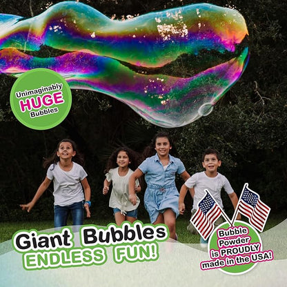 WOWmazing Giant Bubble Powder Kit: Include Large Bubble Wand and 3 Packet of Big Bubble Powder (Makes 3 Gallons) | Outdoor Toy for Kids, Boys, Girls | Powder Made in USA