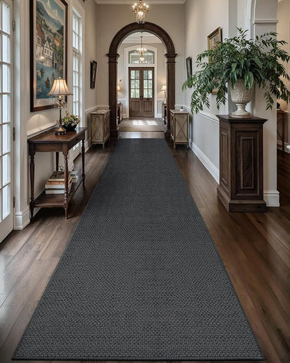 Color&Geometry Door Mat 3'x8' Runner Rug with Rubber Backing, Non Slip Washable Hallway Runner Rugs Kitchen Runner Rug, Carpet Runners for Hallway Living Room Bedroom, Grey (Rolled-up NO Creases)