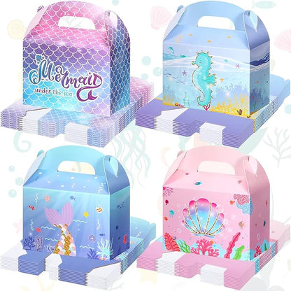 Outus 40 Pack Mermaid Party Favor Goodie Boxes Mermaid Candy Treat Boxes Mermaid Birthday Party Favor Bags Under The Sea Theme Party Birthday Baby Shower Supplies