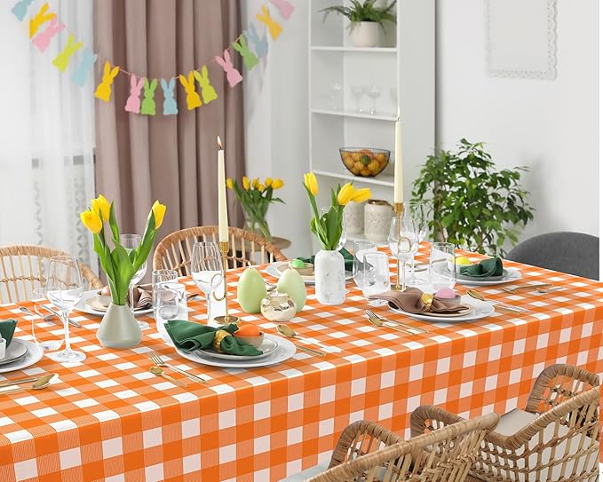 Remagr Checkered Table Cloth 54 x 108 Inch Disposable Buffalo Plaid Plastic Table Cloth Waterproof Rectangle Gingham Tablecover for Picnic, Dining, Birthday Party Decor