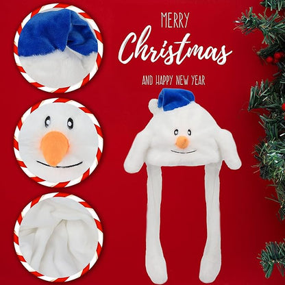 Bubblepompom Animal Hat with Ears Moving Jumping Pop Up Beating Hat Plush Holiday Cosplay Dress Up Funny Gift for Kids