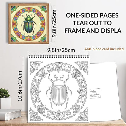 FUN LAVIE Adult Coloring Book - Mandala Coloring Books for Adults Relaxation and Teens Stress Relief, Featuring Large Print Mandalas Insect & Bloom Patterns for Women Mindfulness, Spiral Bound