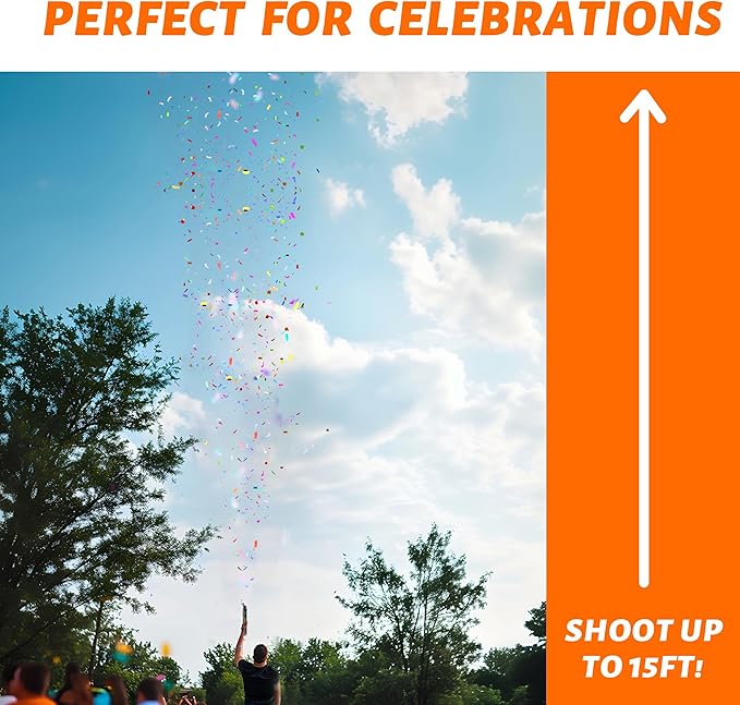 6 Pack Biodegradable Confetti Cannon Poppers, Confetti Shooter, Party Popper for Celebration, Birthday, Graduation, New Year's Eve Party