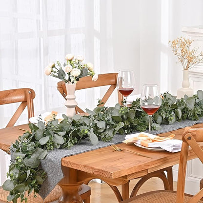 Dolicer 8 Packs 6FT Artificial Eucalyptus Garland, Faux Greenery Garland Hanging Fake Silver Dollar Eucalyptus Leaves Vines for Wedding Backdrop Arch Table Wall Party Home Decor