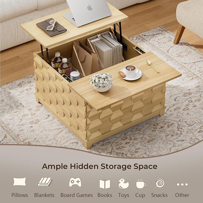 BROTTAR Lift Top Coffee Table, 31.5'' Square Coffee Table