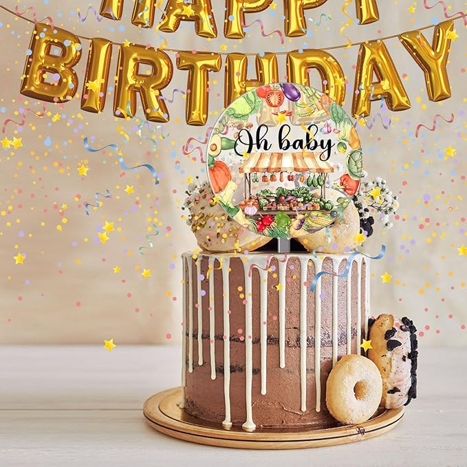 Locally Grown Baby Shower Decorations - Classic Birthday Decorations Cake Topper Acrylic Sign, Baby Shower Birthday Party Supplies