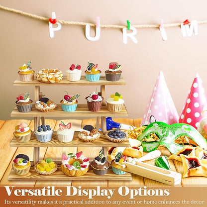 Wooden Cupcake Stand 4 Tier Cupcake Stand Rustic Wood Cake Stand for 24 Cupcakes Wedding Cupcake Display