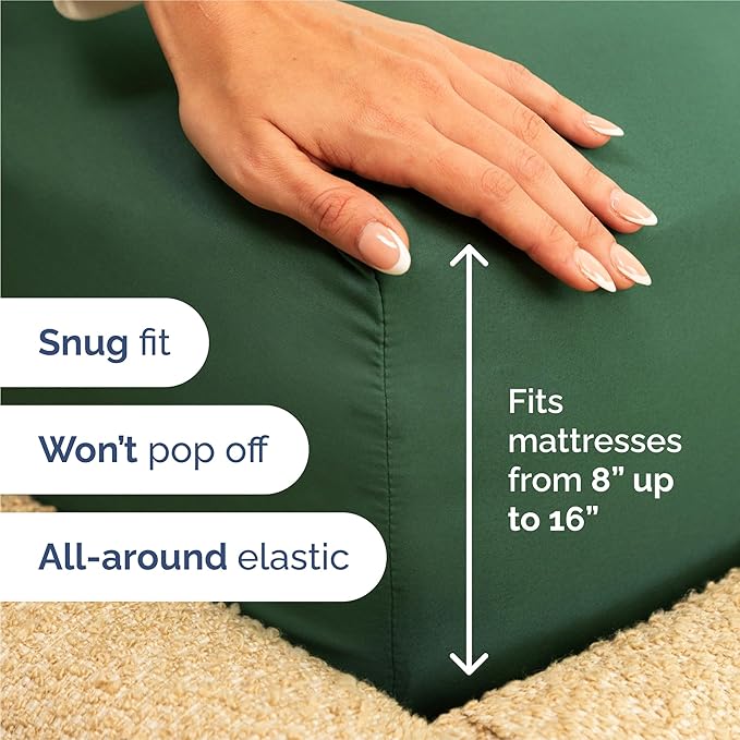 Split King Size 5 Piece Sheet Set - Comfy Breathable & Cooling Bed Sheets Set - Hotel Luxury Bedding for Women, Men, Kids, Teens, Boys & Girls - Deep Pockets, Soft, Wrinkle Free - Oeko-Tex - Emerald