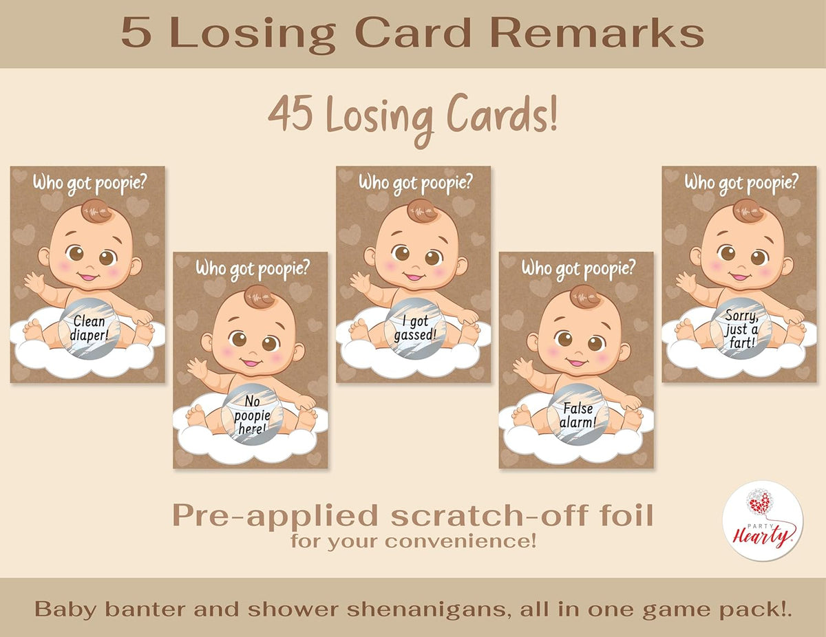 Party Hearty Delightful Baby Shower Fun - 50 Hilarious Poopie Scratch-Offs - Ideal for All Genders