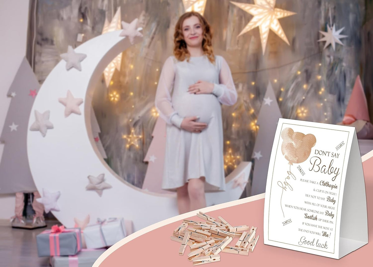 Bear Baby Shower Decorations - Gender Neutral & Fall Themed, Includes Don't Say Baby Game & Small Clothespin Game for 50 Guests