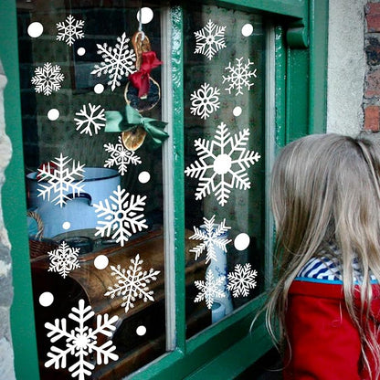 AOWDIAO 394 Pcs Snowflake Window Clings - Christmas Decorations Indoor, 12 Sheets Large White Double-Sided Xmas Snowflake Window Stickers for Glass, Winter Holiday Decor for Home, Office, Party