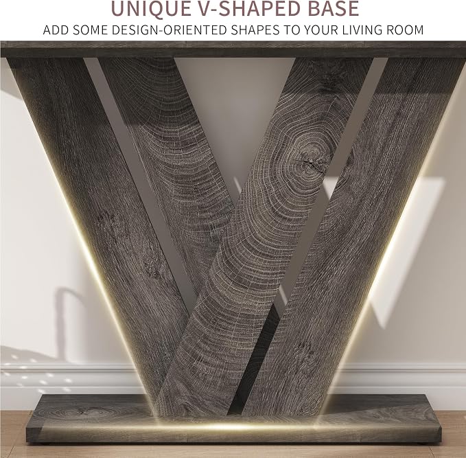 karlott 51 Inch Console Table, Modern V-Shaped Entryway Table, Wood Sofa Table