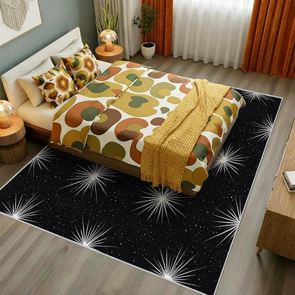 Starburst Rug 5x8 Mid Century Modern Retro Pattern Area Rugs for Living Room, Bedroom, Starburst Home Decor Accessories Indoor Carpet, Non Slip & Machine Washable