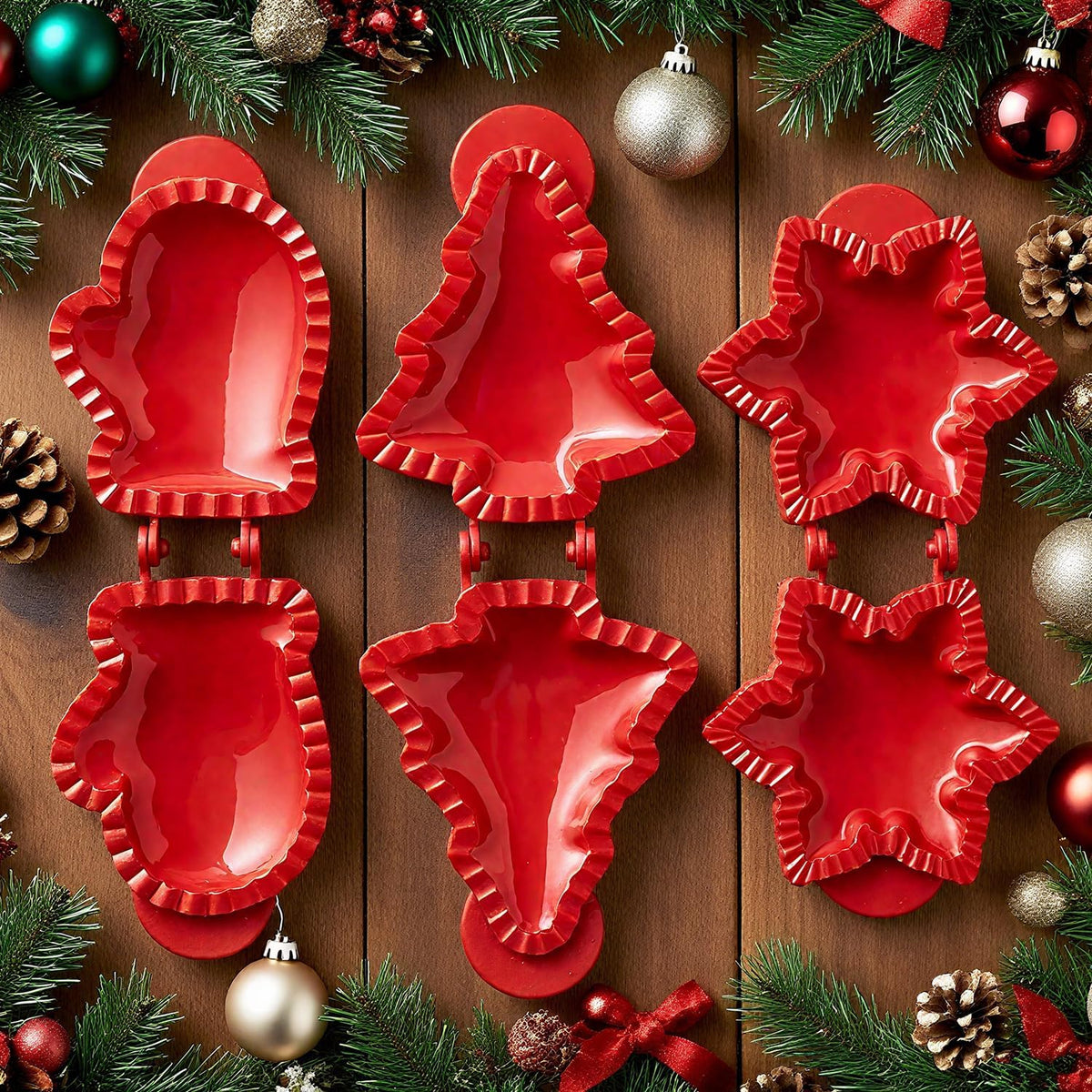 Holiday Mini Pie Mold,Party Potluck Hand Pie Molds,Hand Pie Press Mold Maker for Baking,Winter Snowflake Christmas Tree and Gloves Shapes Pocket Pies Maker