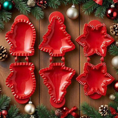 Holiday Mini Pie Mold,Party Potluck Hand Pie Molds,Hand Pie Press Mold Maker for Baking,Winter Snowflake Christmas Tree and Gloves Shapes Pocket Pies Maker